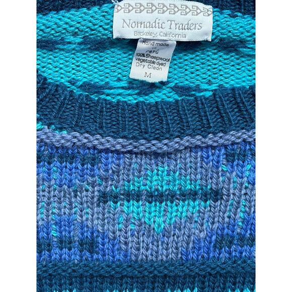 Nomadic traders sheep wool sweater made in Peru Medium retro boho cottage - Picture 2 of 5